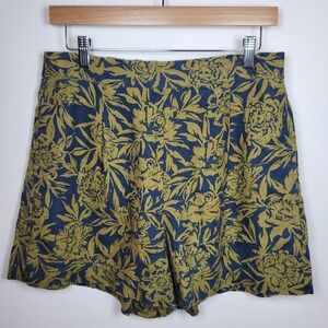 Madewell Clean Pull-On Floral 100% Linen Shorts Size Medium